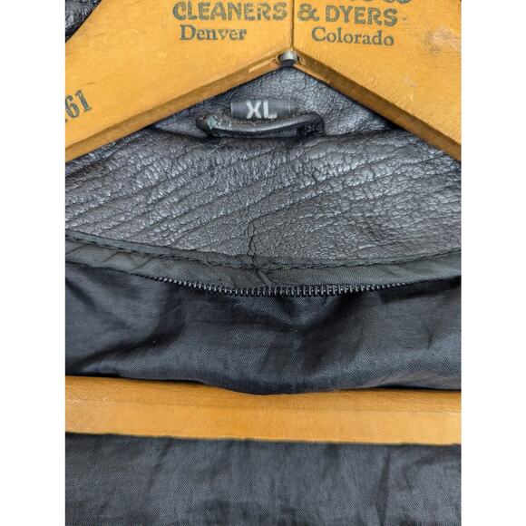 Vintage Women's Genuine Leather Motorcycle Jacket Black Orange Stripe Size XL - Picture 12 of 16